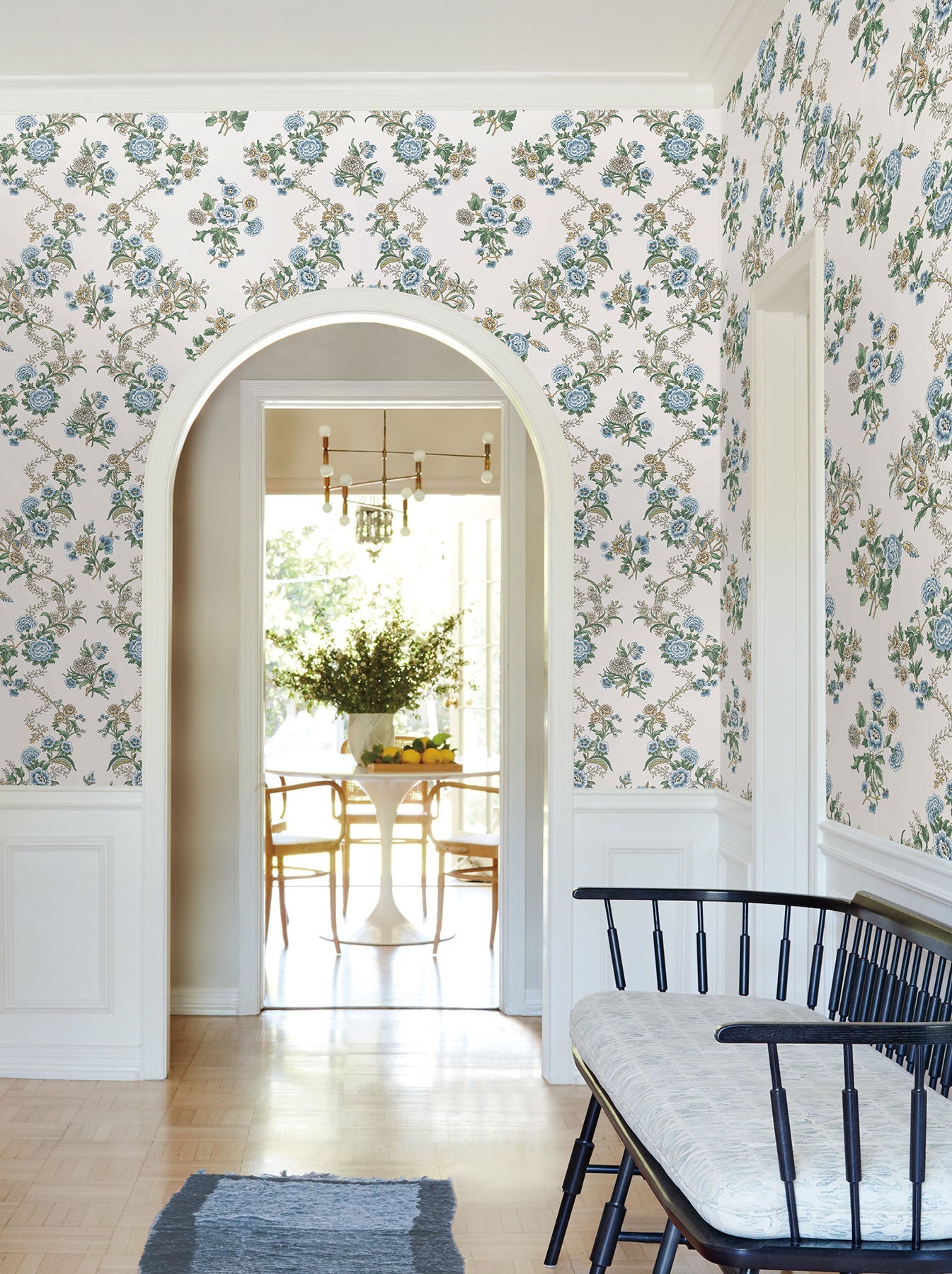 Genevieve Floral Trail Sapphire Jardin Wallpaper by York Wallcoverings