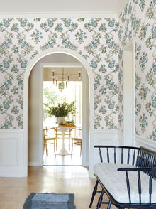 Genevieve Floral Trail Sapphire Jardin Wallpaper by York Wallcoverings