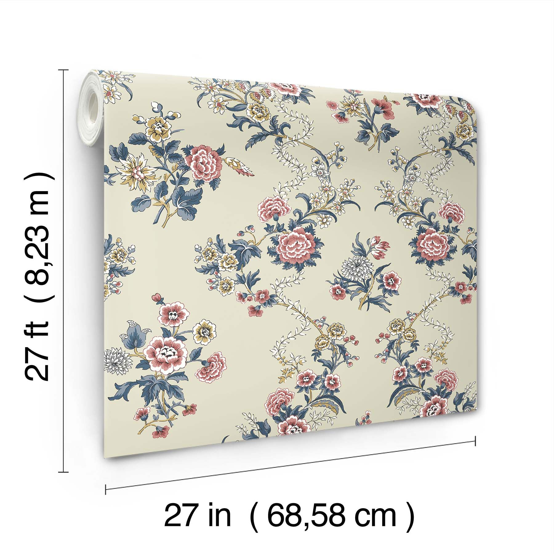 Genevieve Floral Trail Rose Jardin Wallpaper by York Wallcoverings