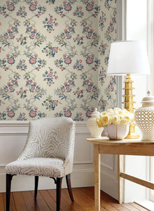 Genevieve Floral Trail Rose Jardin Wallpaper by York Wallcoverings