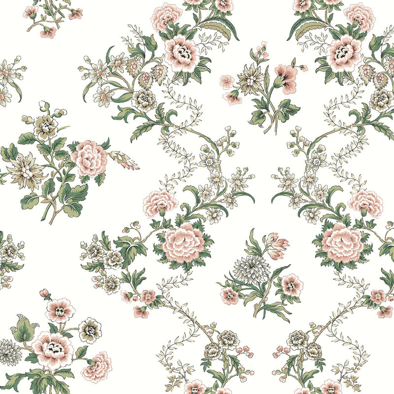 Genevieve Floral Trail Blush Jardin Wallpaper by York Wallcoverings