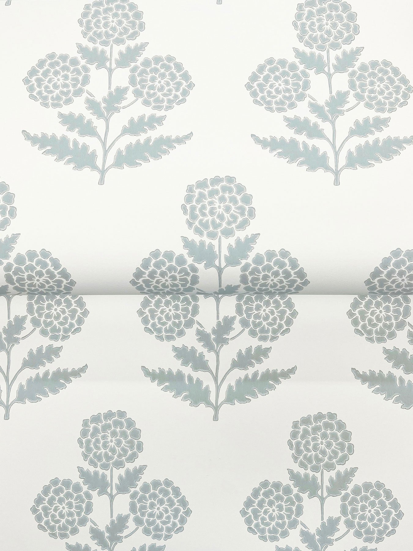 Souci Marigolds Light Blue Jardin Wallpaper by York Wallcoverings