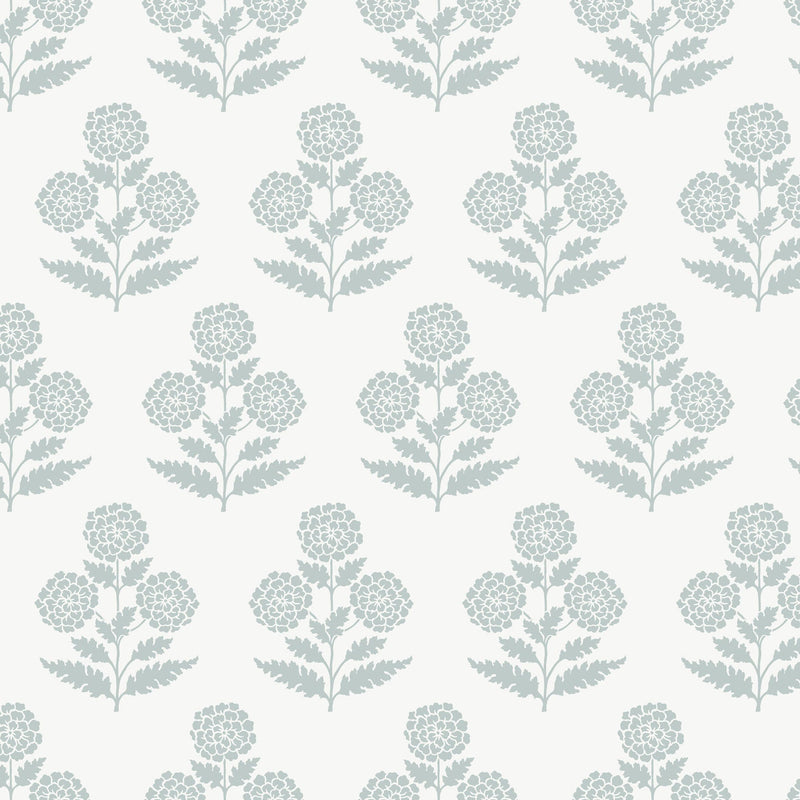 Souci Marigolds Light Blue Jardin Wallpaper by York Wallcoverings