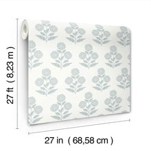 Souci Marigolds Light Blue Jardin Wallpaper by York Wallcoverings