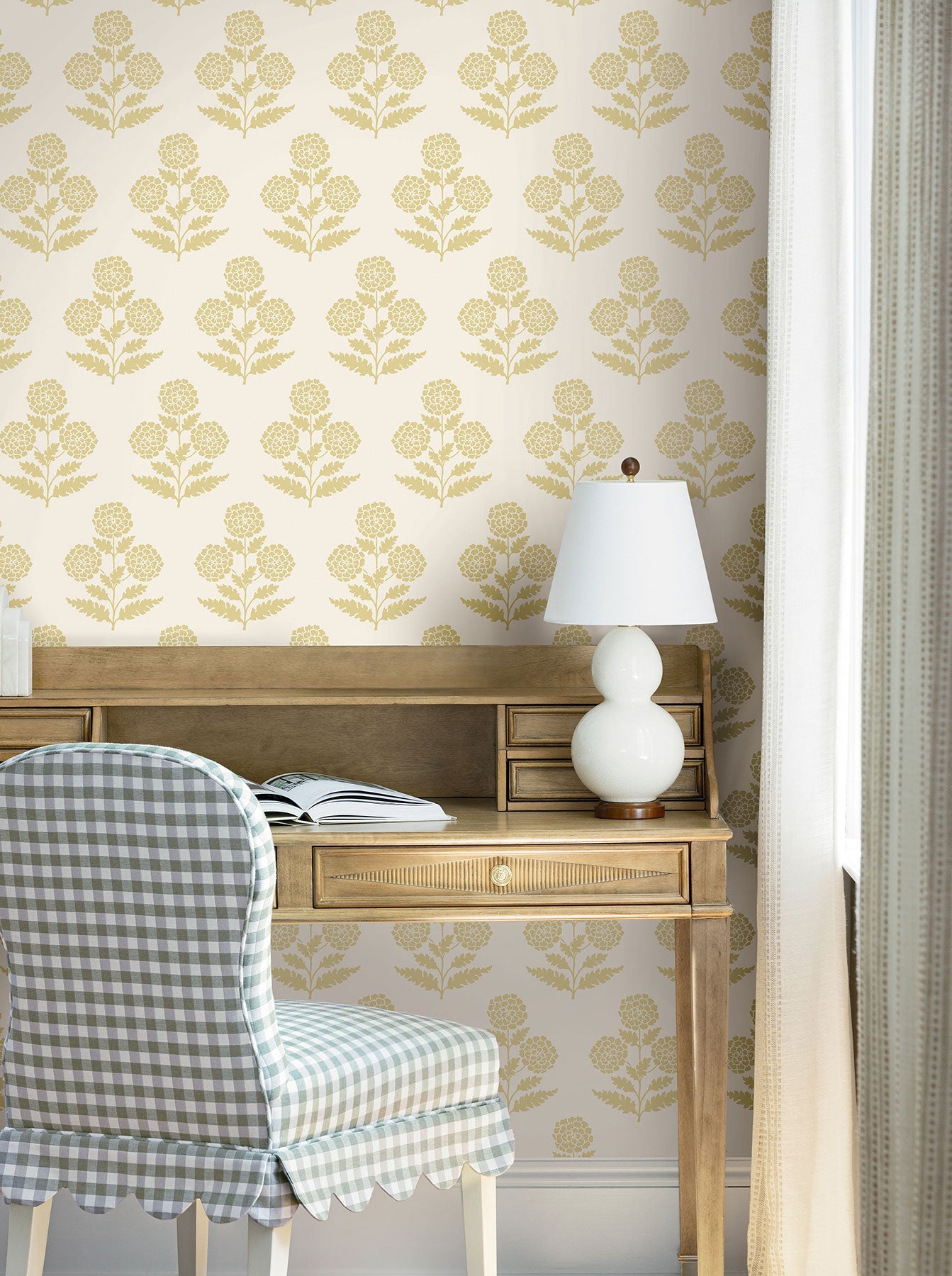 Souci Marigolds Butter Jardin Wallpaper by York Wallcoverings