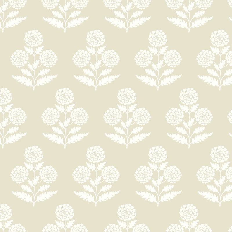 Souci Marigolds Beige Jardin Wallpaper by York Wallcoverings