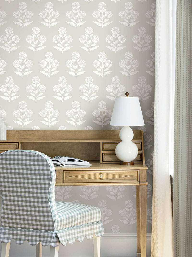 Souci Marigolds Beige Jardin Wallpaper by York Wallcoverings