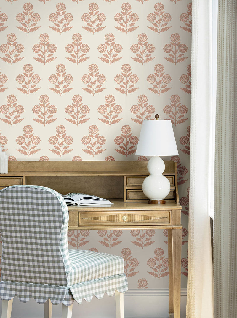 Souci Marigolds Rose Jardin Wallpaper by York Wallcoverings