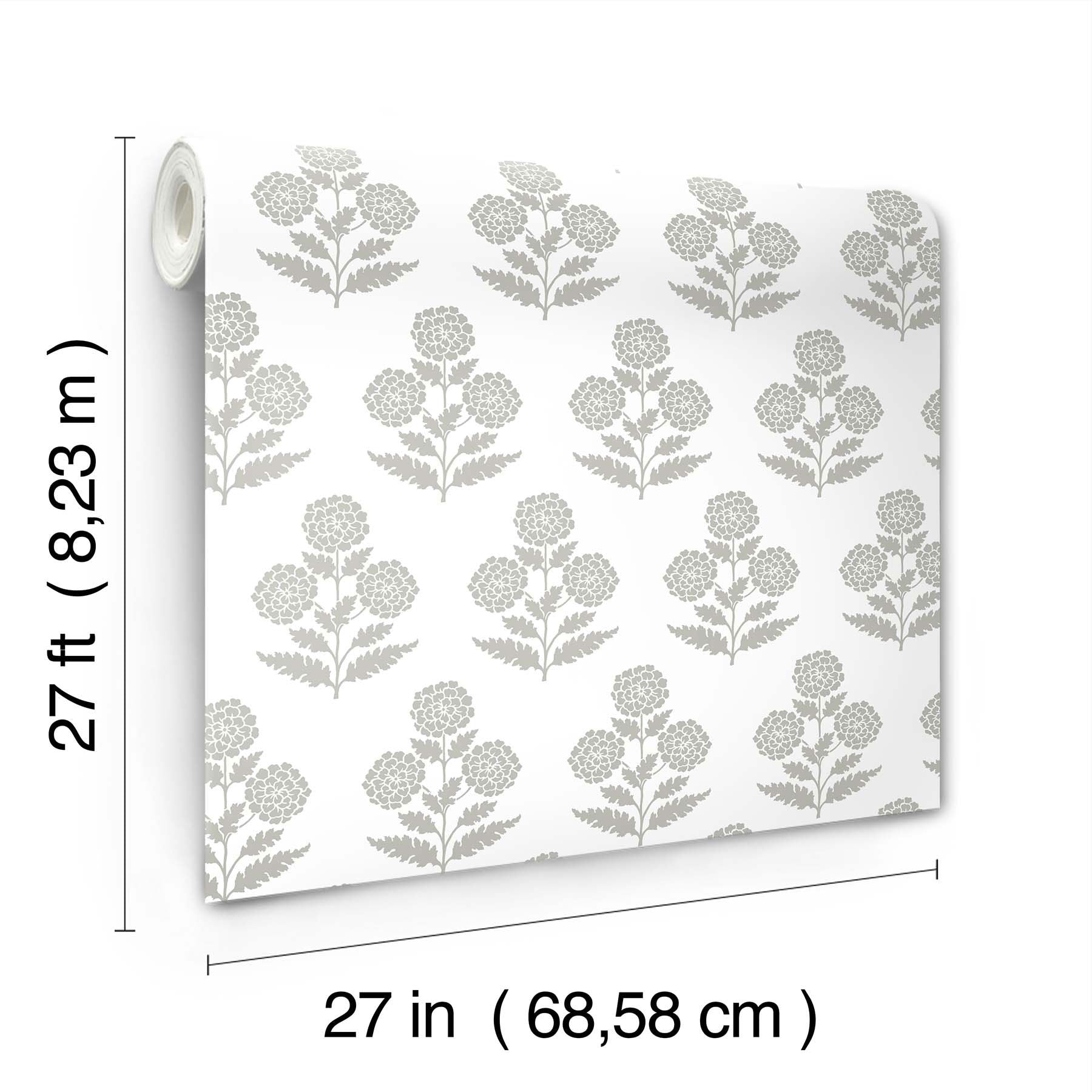 Souci Marigolds Grey Jardin Wallpaper by York Wallcoverings