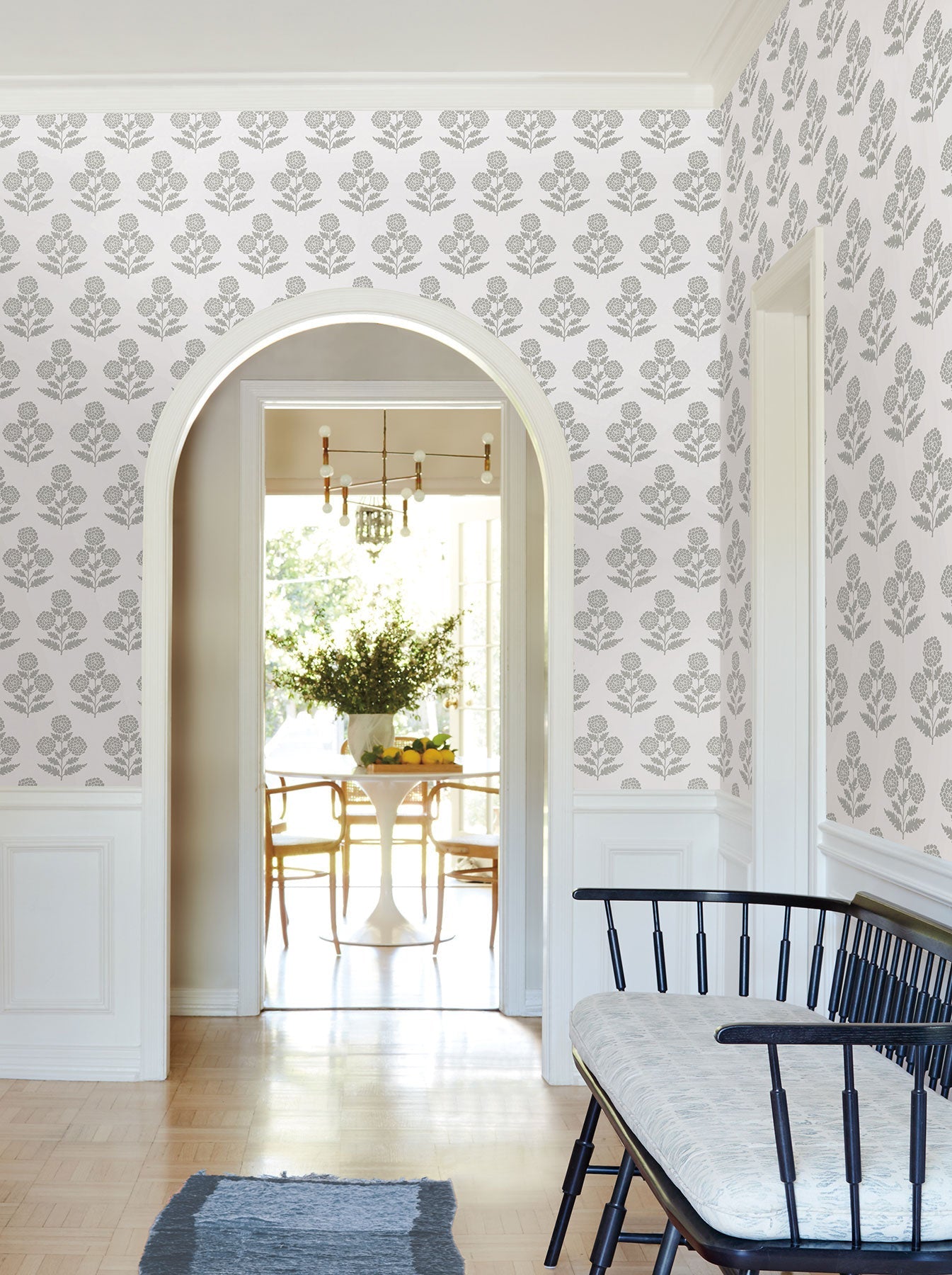 Souci Marigolds Grey Jardin Wallpaper by York Wallcoverings