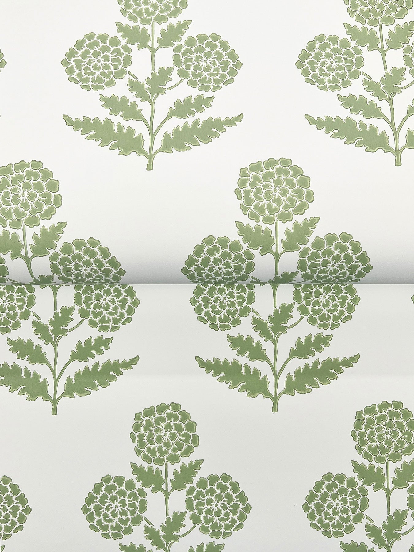 Souci Marigolds Green Jardin Wallpaper by York Wallcoverings