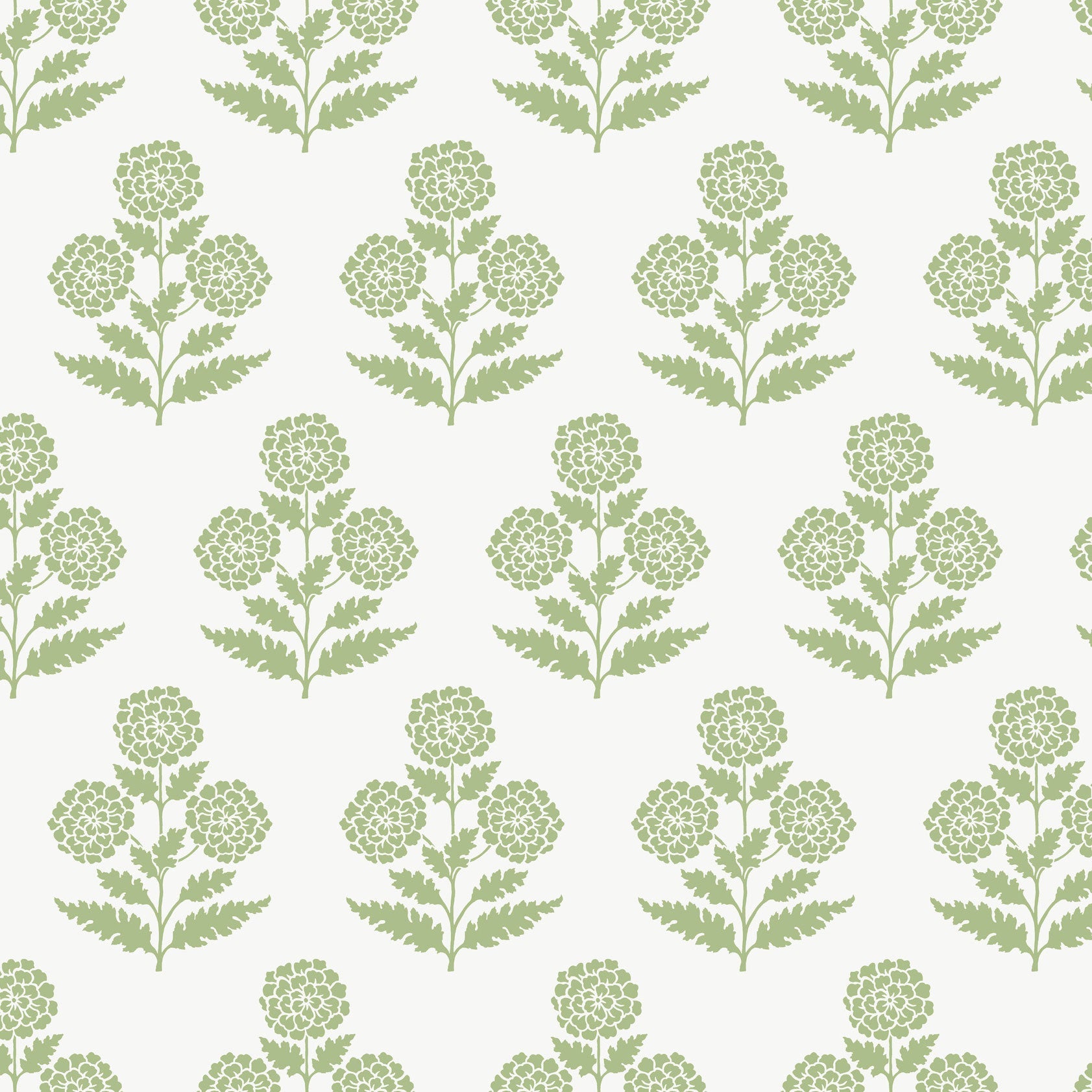 Souci Marigolds Green Jardin Wallpaper by York Wallcoverings