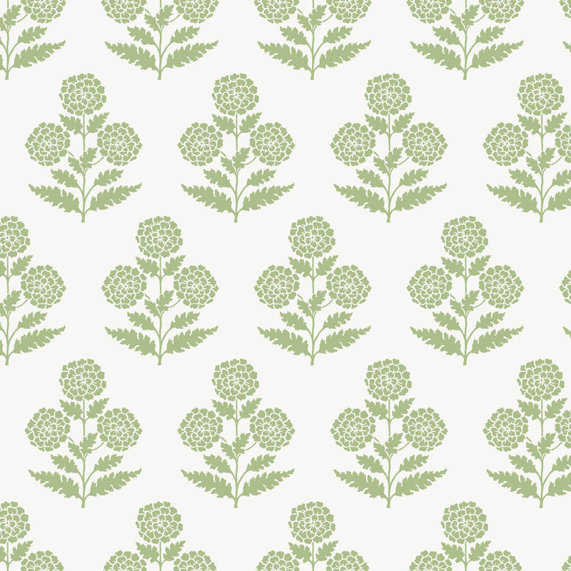 Souci Marigolds Green Jardin Wallpaper by York Wallcoverings