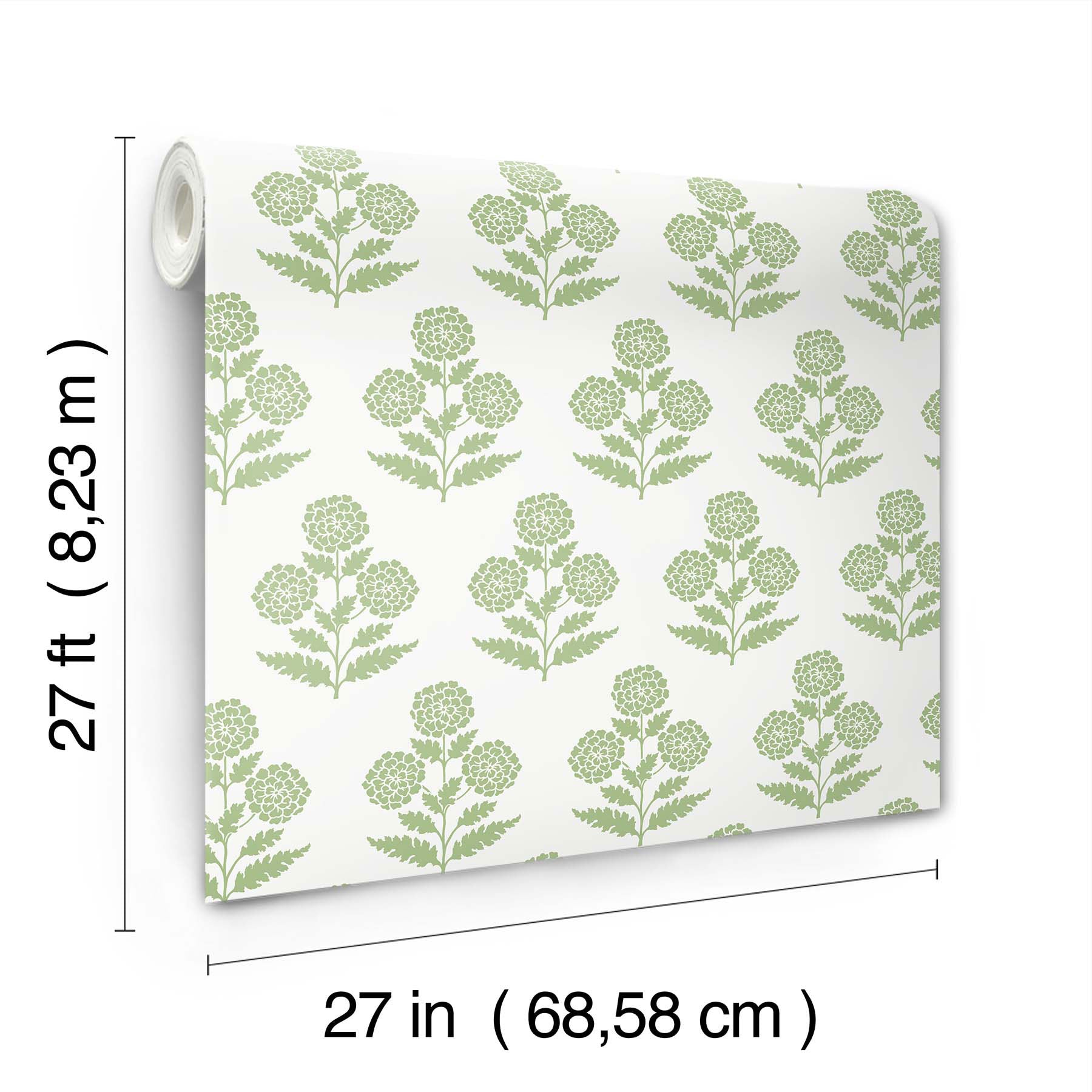 Souci Marigolds Green Jardin Wallpaper by York Wallcoverings