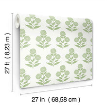Souci Marigolds Green Jardin Wallpaper by York Wallcoverings