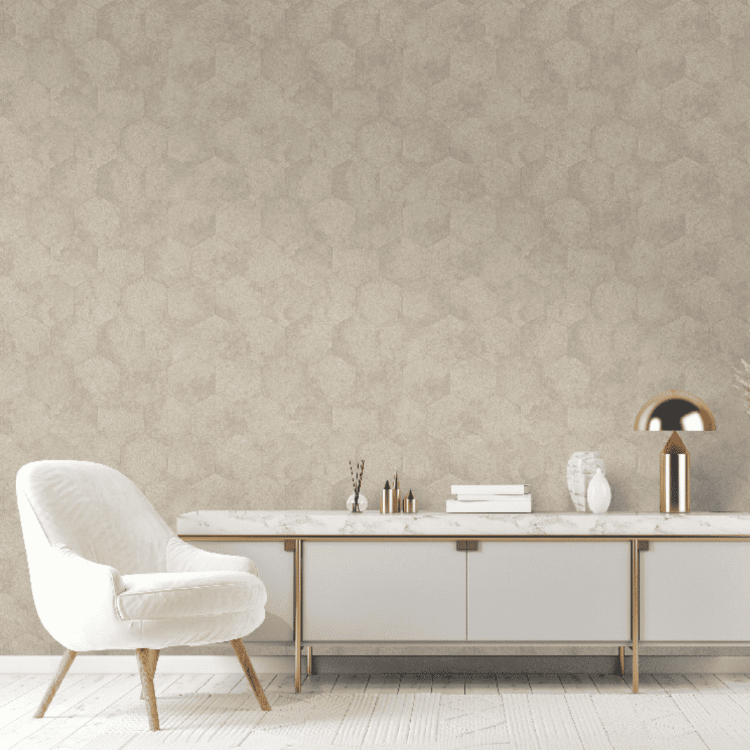 Hexagonal Hide Beige Philipp Plein 2 Wallpaper by Zambaiti Parati