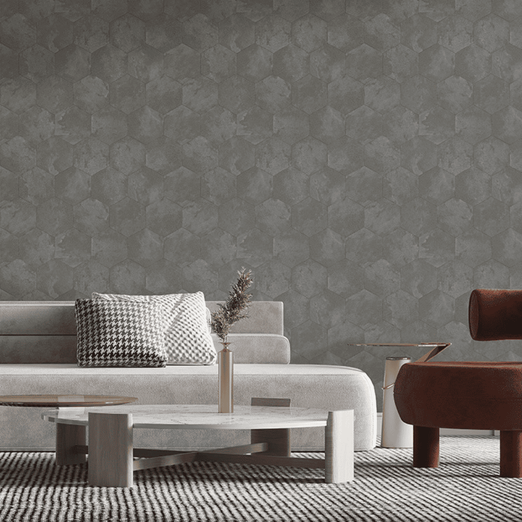 Hexagonal Hide Pewter Philipp Plein 2 Wallpaper by Zambaiti Parati