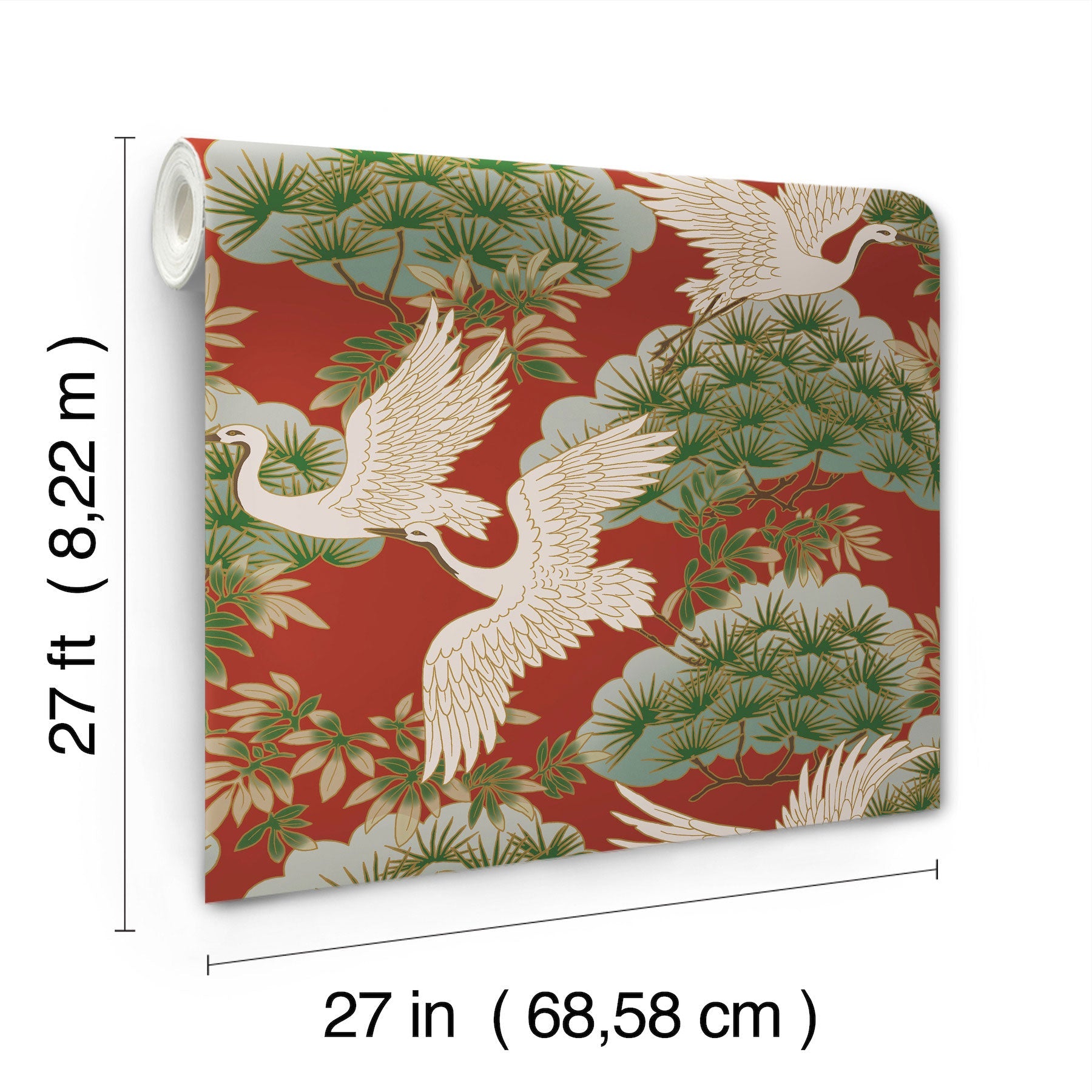 Sprig & Heron Red Tea Garden Wallpaper by York Wallcoverings