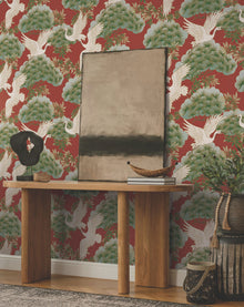 Sprig & Heron Red Tea Garden Wallpaper by York Wallcoverings