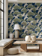 Sprig & Heron Navy Tea Garden Wallpaper by York Wallcoverings