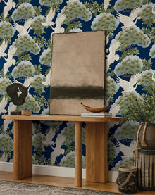 Sprig & Heron Navy Tea Garden Wallpaper by York Wallcoverings