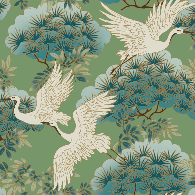 Sprig & Heron Green Tea Garden Wallpaper by York Wallcoverings