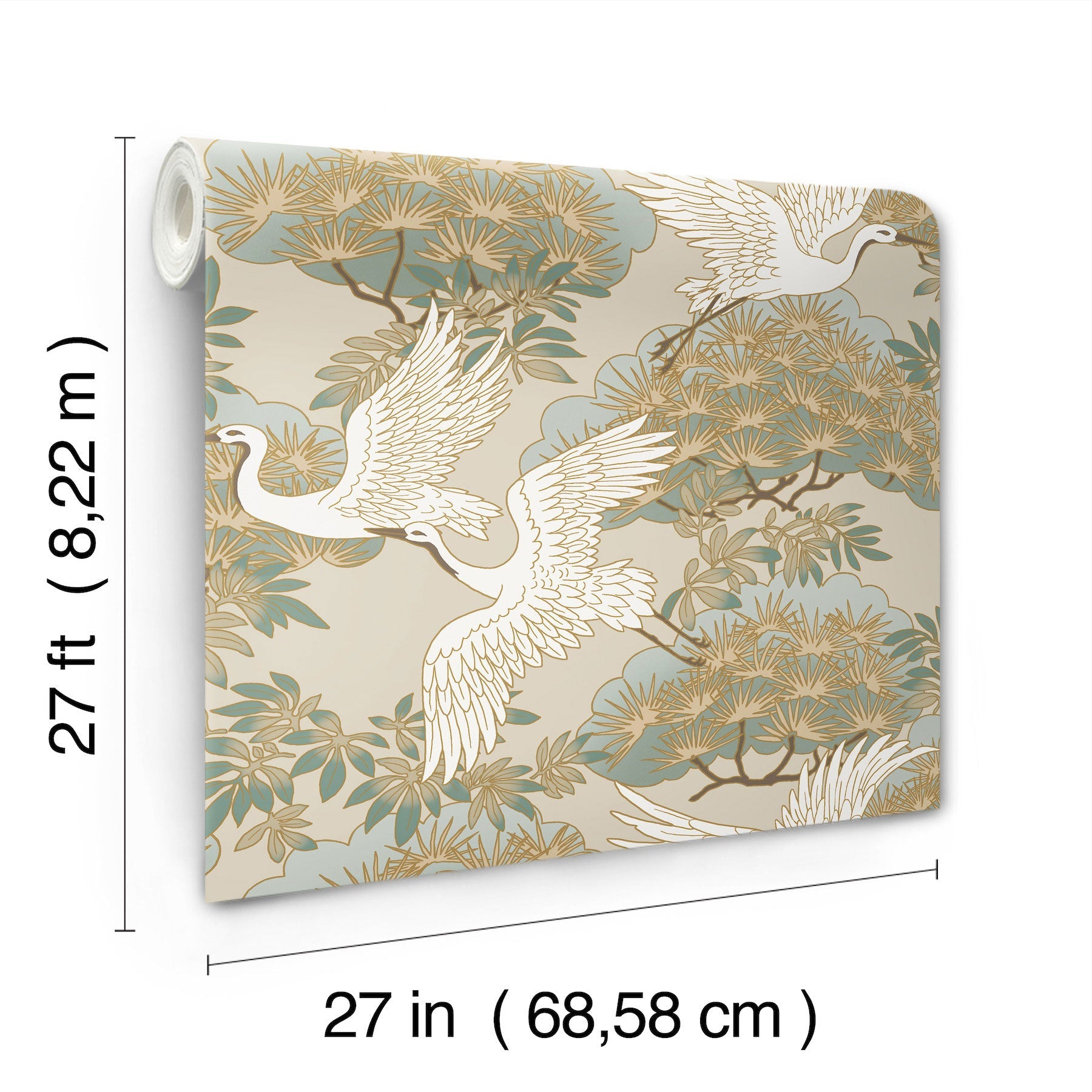 Sprig & Heron Beige Tea Garden Wallpaper by York Wallcoverings