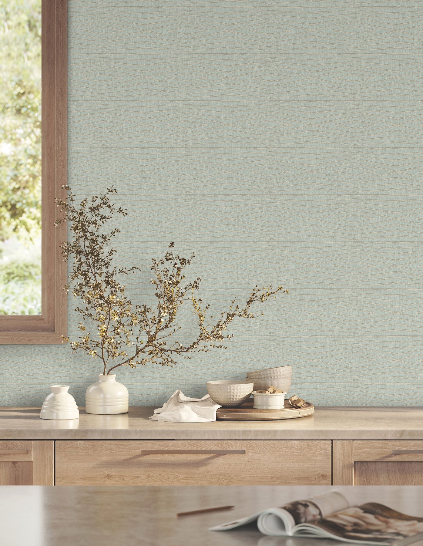 Daystone Soft Jade Tea Garden Wallpaper by York Wallcoverings