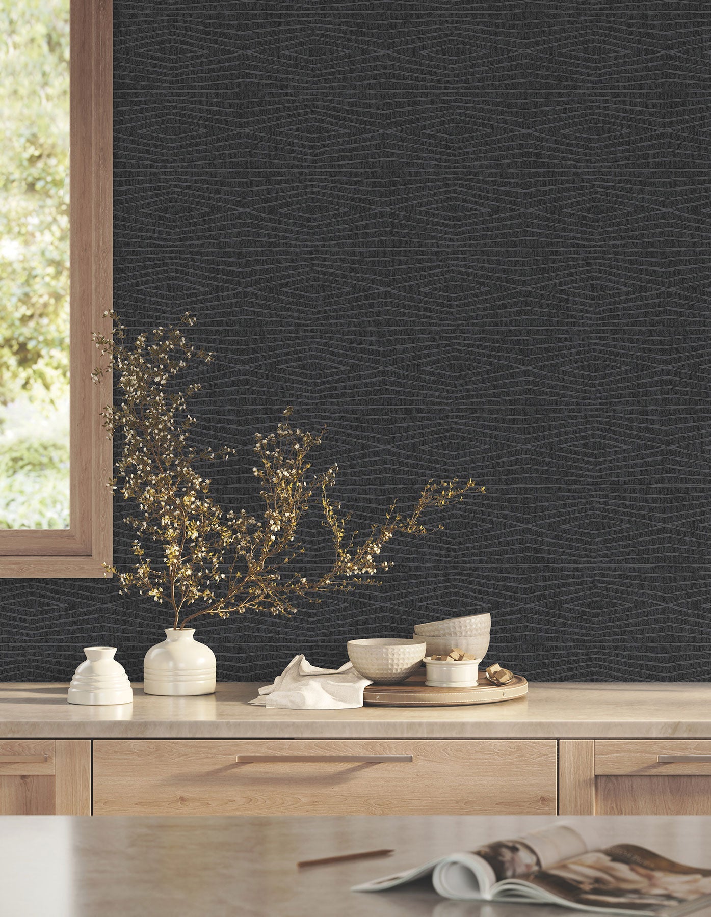Daystone Black Tea Garden Wallpaper by York Wallcoverings