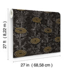 French Marigold Black & Gold Tea Garden Wallpaper by York Wallcoverings