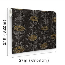 French Marigold Black & Gold Tea Garden Wallpaper by York Wallcoverings