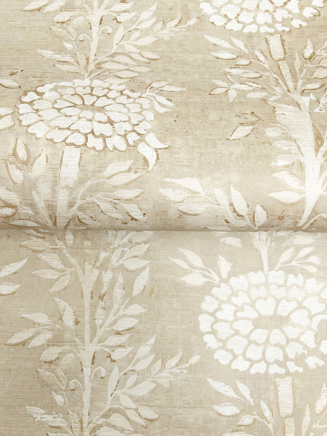 French Marigold Taupe & Gold Tea Garden Wallpaper by York Wallcoverings