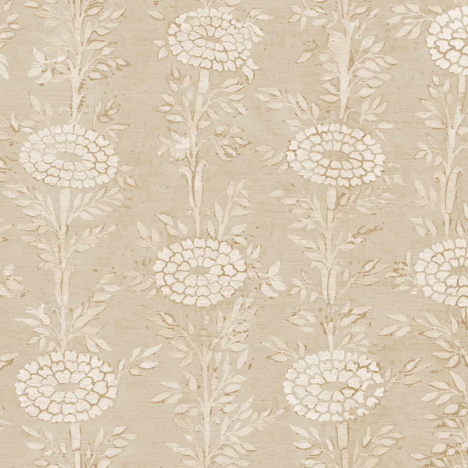 French Marigold Taupe & Gold Tea Garden Wallpaper by York Wallcoverings