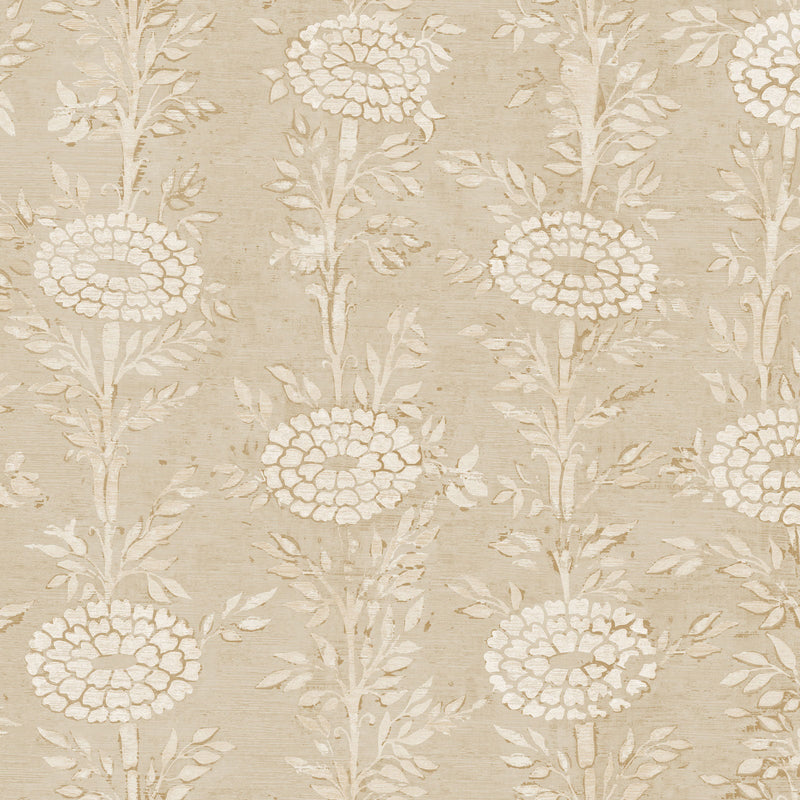French Marigold Taupe & Gold Tea Garden Wallpaper by York Wallcoverings