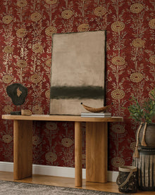 French Marigold Red & Gold Tea Garden Wallpaper by York Wallcoverings