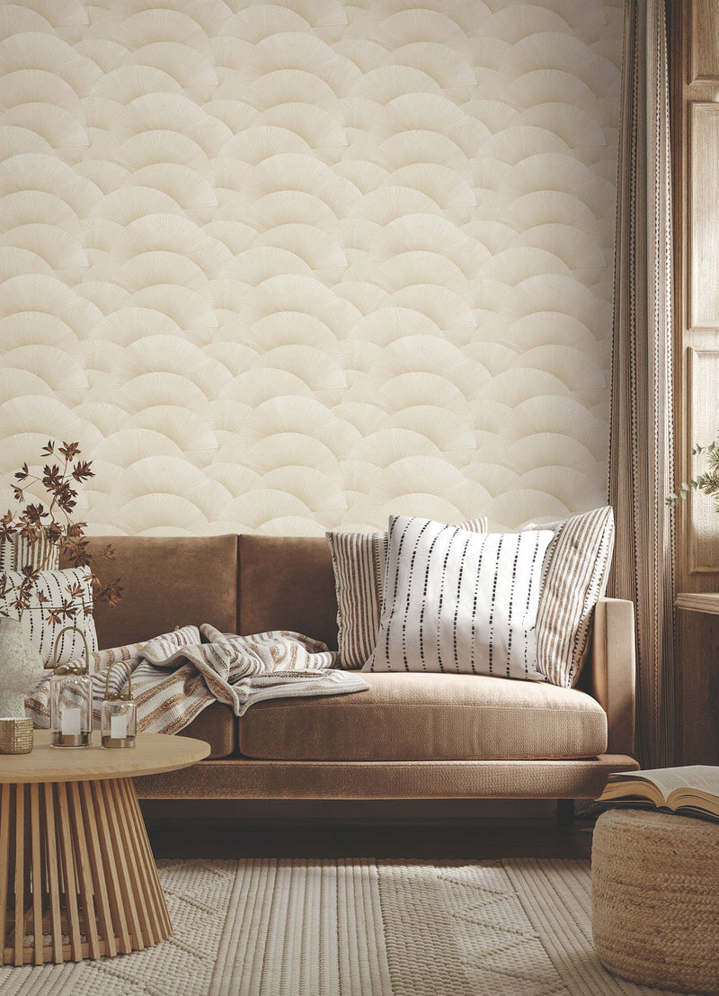 Morning Shell Cream & Gold Tea Garden Wallpaper by York Wallcoverings