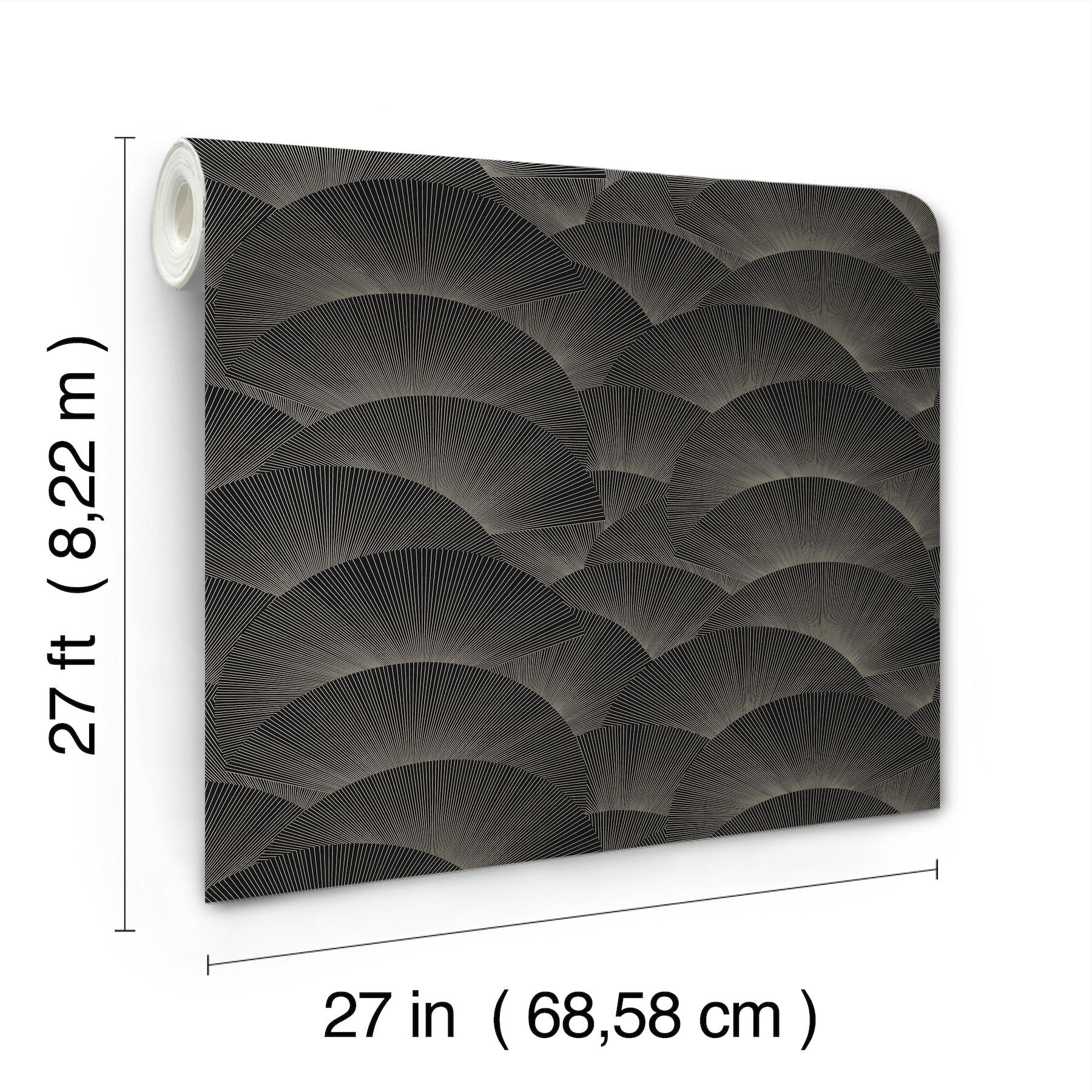 Morning Shell Black & Grey Tea Garden Wallpaper by York Wallcoverings