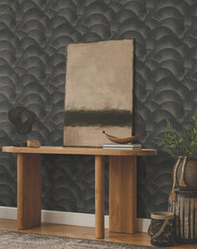 Morning Shell Black & Grey Tea Garden Wallpaper by York Wallcoverings