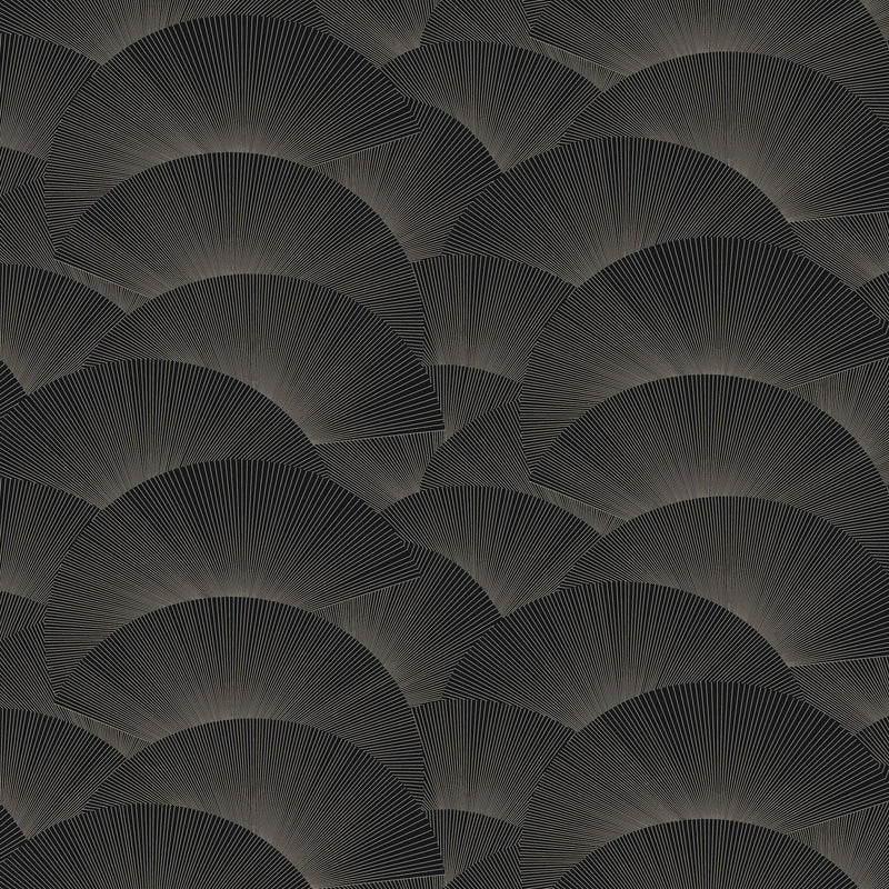 Morning Shell Black & Grey Tea Garden Wallpaper by York Wallcoverings