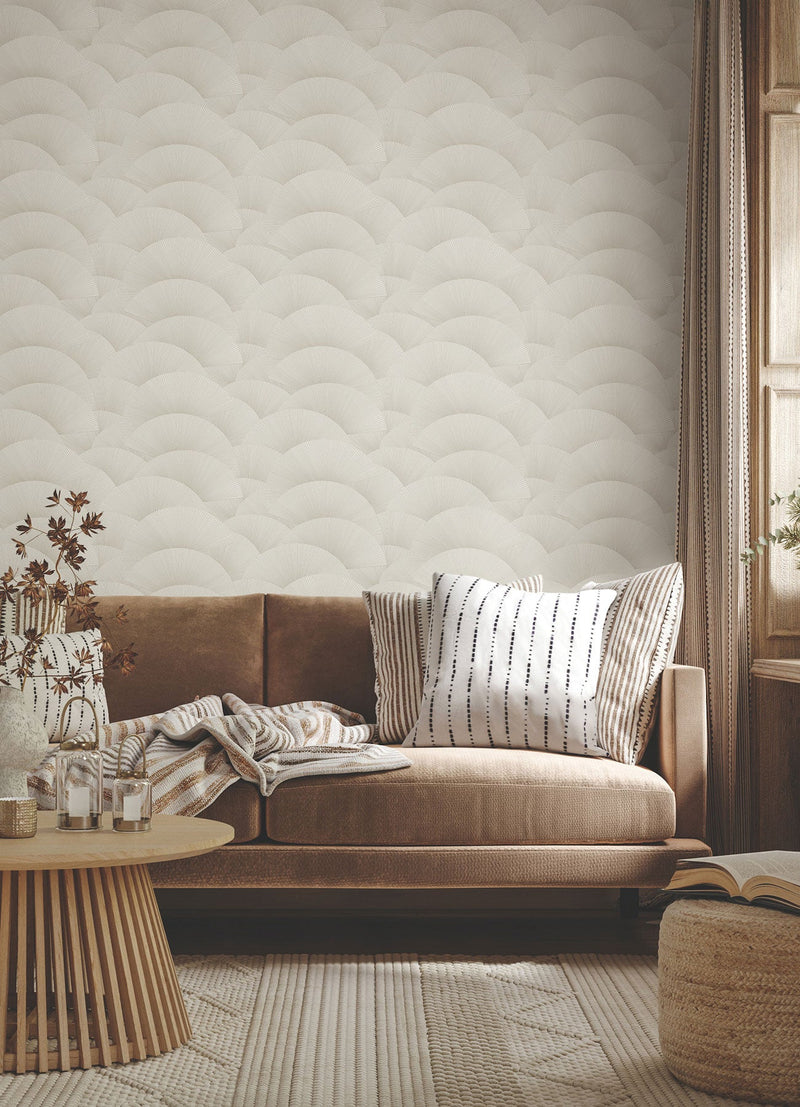 Morning Shell Taupe & Gold Tea Garden Wallpaper by York Wallcoverings