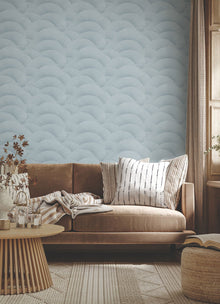 Morning Shell Blue Tea Garden Wallpaper by York Wallcoverings