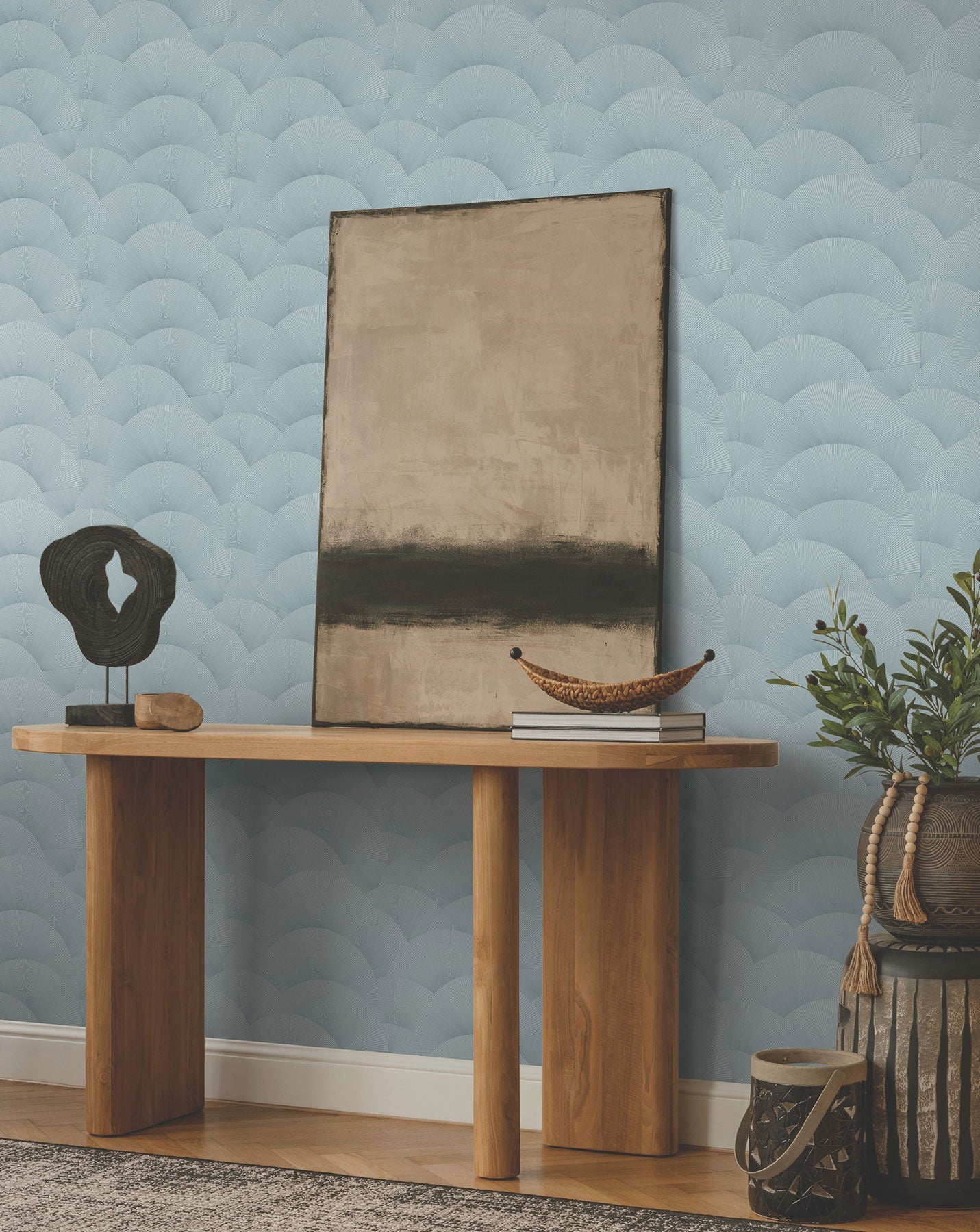 Morning Shell Blue Tea Garden Wallpaper by York Wallcoverings