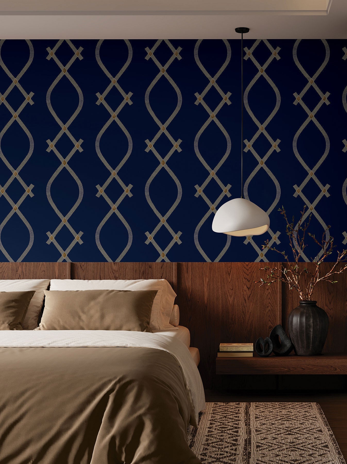 Ellena Navy Tea Garden Wallpaper by York Wallcoverings
