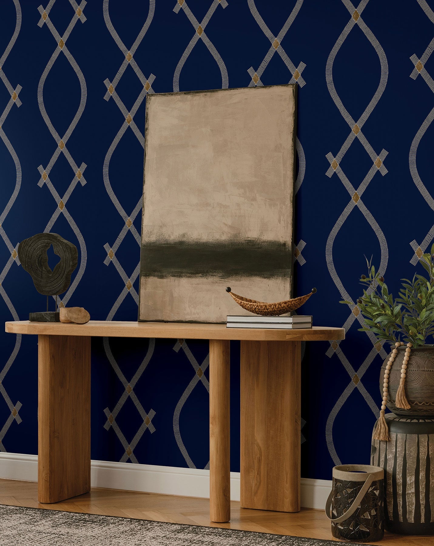 Ellena Navy Tea Garden Wallpaper by York Wallcoverings