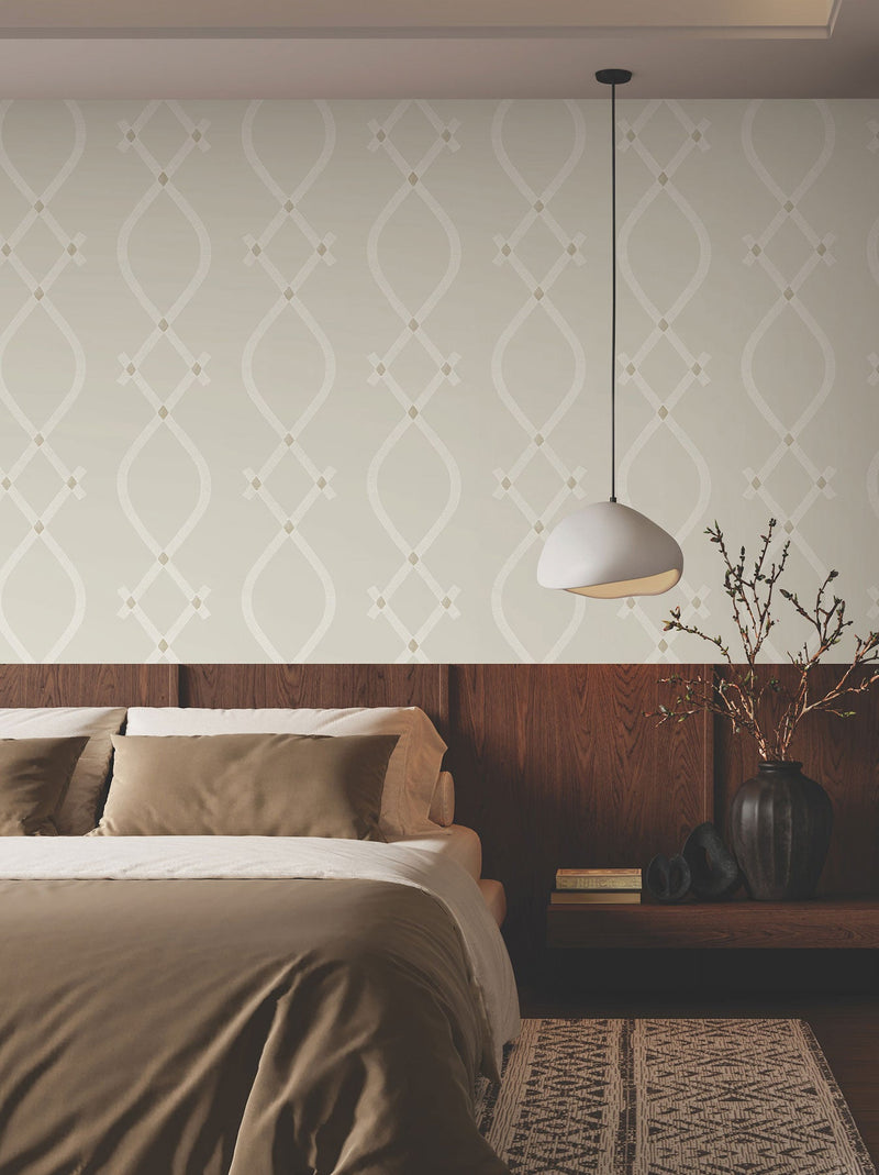 Ellena Light Grey Tea Garden Wallpaper by York Wallcoverings
