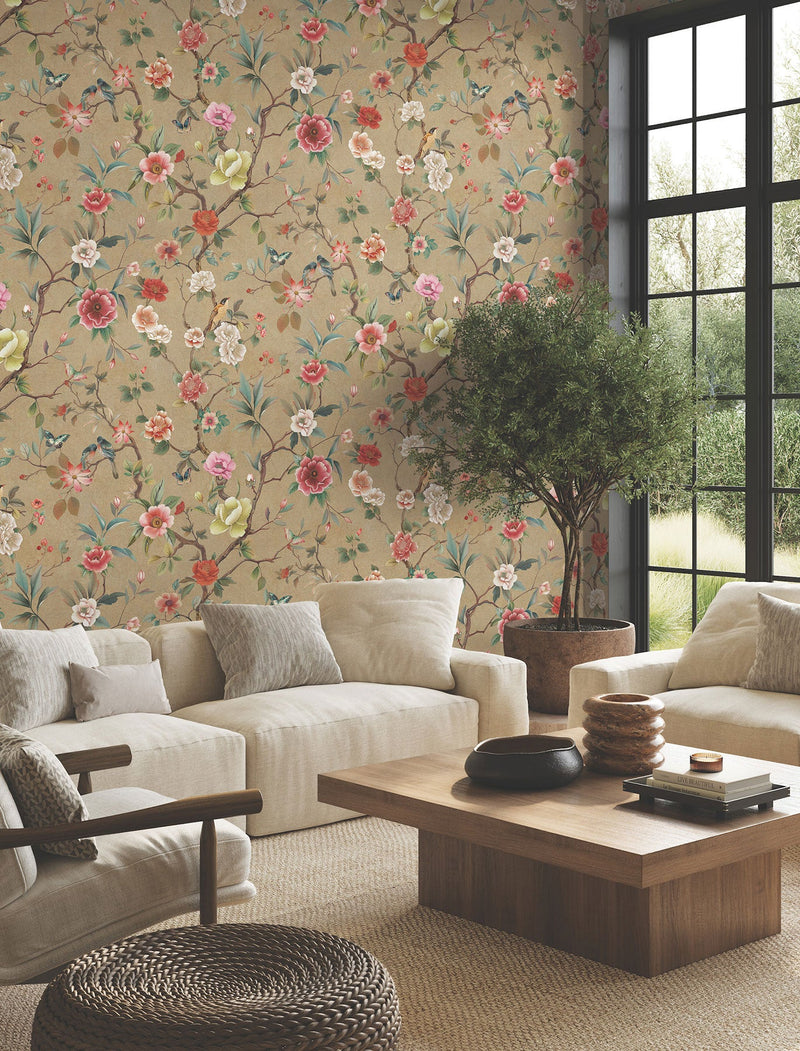 Kimora's Garden Linen Tea Garden Wallpaper by York Wallcoverings