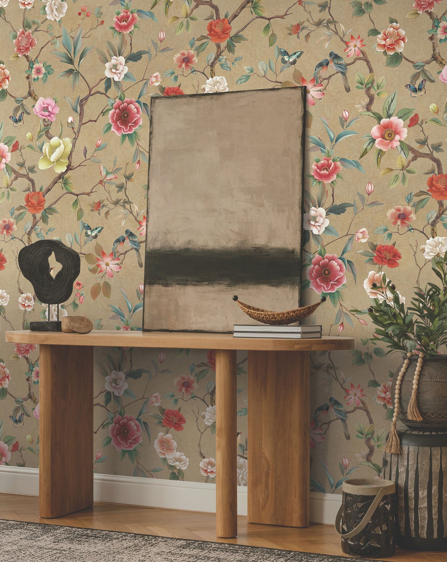 Kimora's Garden Linen Tea Garden Wallpaper by York Wallcoverings