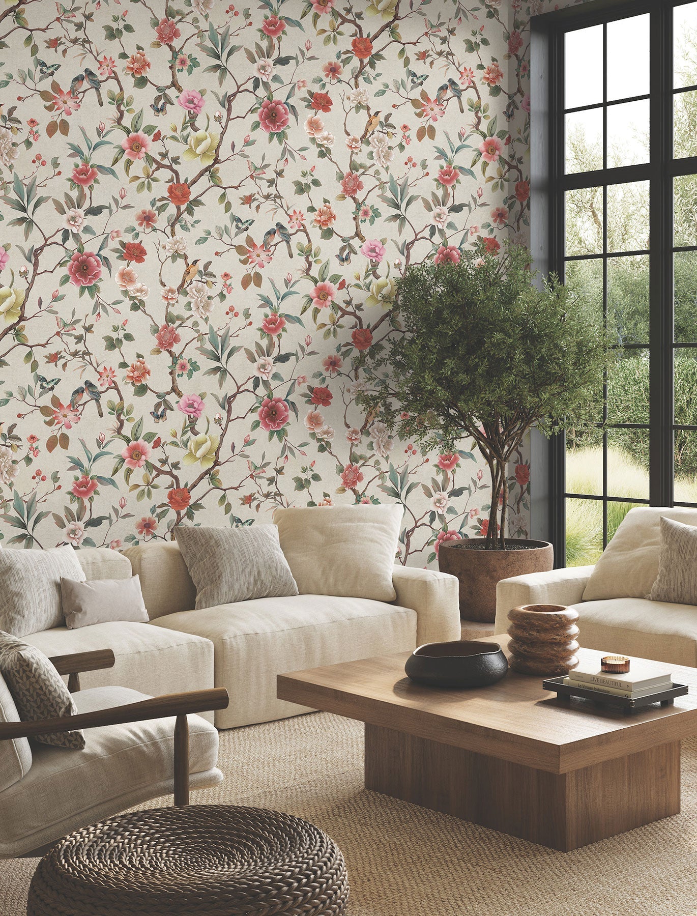 Kimora's Garden Ivory Tea Garden Wallpaper by York Wallcoverings