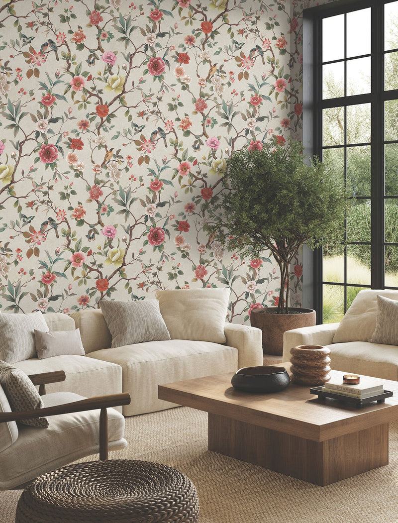 Kimora's Garden Ivory Tea Garden Wallpaper by York Wallcoverings