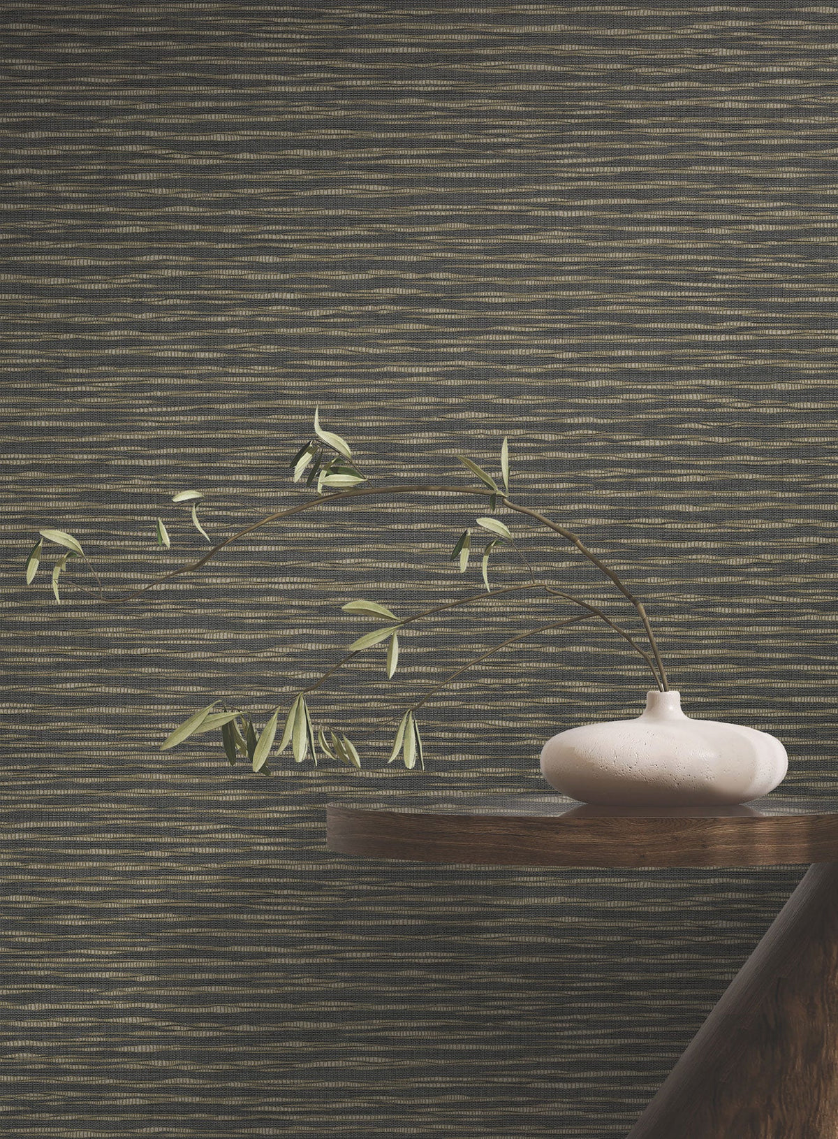 Lotus Weave Charcoal Tea Garden Wallpaper by York Wallcoverings